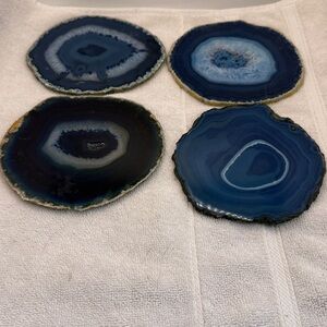 Natural Blue Agate Slices Coaster Set of 4 Geodes